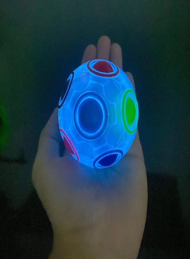 TANCH Glow in Dark Magic Rainbow Puzzle Ball Luminous Stress Reliever Ball Cube Brain Teaser Games Football Fidget Cube Toys for Kids Adults - Image 3